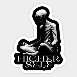 HIGHER SELF, Meditating Alien Extraterrestrial, UFO, UAP, Meditation, spiritual soul Sticker